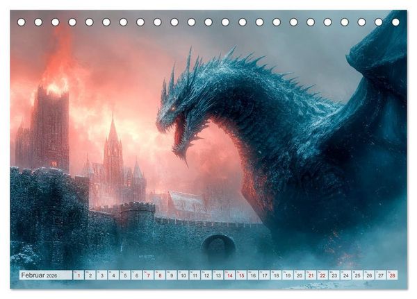 Produktbild: M&Auml;CHTIGE DRACHEN Mystische Wesen (Tischkalender 2026 DIN A5 quer), CALVENDO Monatskalender