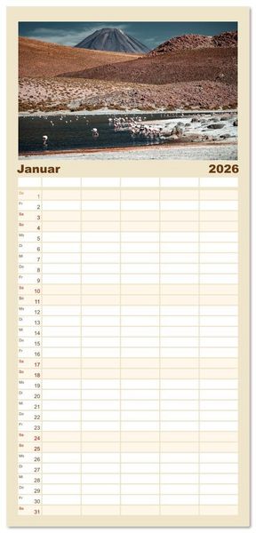Produktbild: Familienplaner 2026 - Chile - Die stille Kraft der Atacama mit 5 Spalten (Wandkalender, 21 x 45 cm) CALVENDO