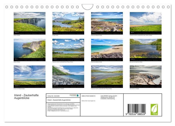 Produktbild: Irland - Zauberhafte Augenblicke (Wandkalender 2026 DIN A4 quer), CALVENDO Monatskalender