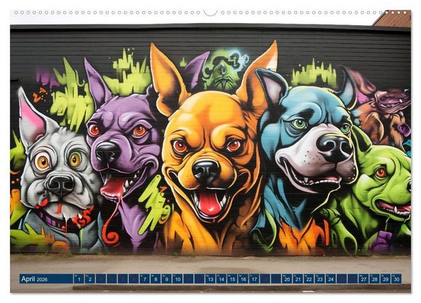 Produktbild: Graffiti Hunde (Wandkalender 2026 DIN A2 quer), CALVENDO Monatskalender
