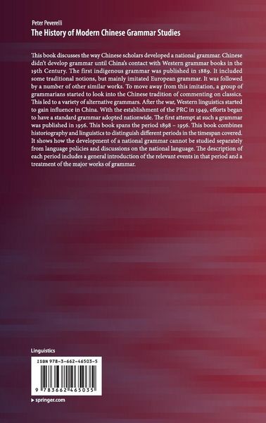 Produktbild: The History of Modern Chinese Grammar Studies