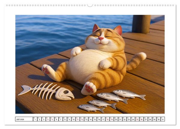 Produktbild: Katzen w&uuml;rden Fische kaufen (hochwertiger Premium Wandkalender 2026 DIN A2 quer), Kunstdruck in Hochglanz