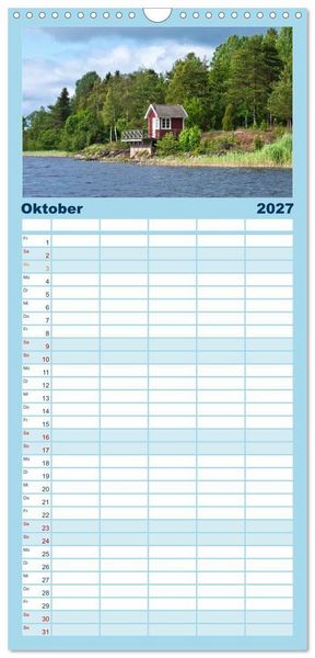 Produktbild: Familienplaner 2027 - Unterwegs in Schweden mit 5 Spalten (Wandkalender, 21 x 45 cm) CALVENDO