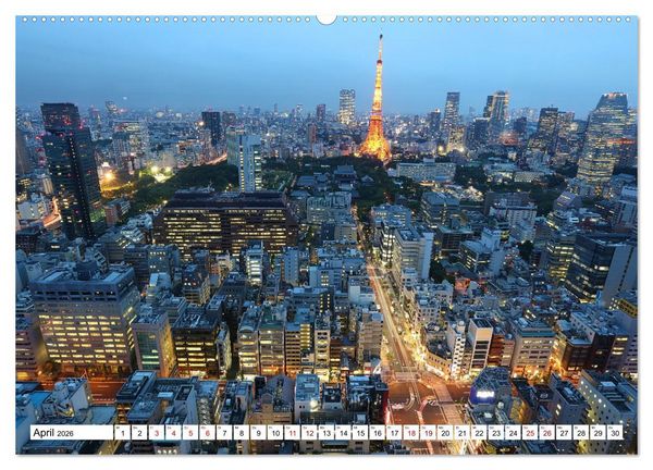 Produktbild: Skylines der sch&ouml;nsten Metropolen weltweit (hochwertiger Premium Wandkalender 2026 DIN A2 quer), Kunstdruck in Hochglanz