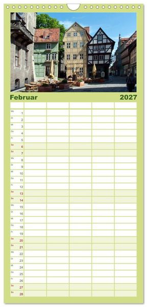 Produktbild: Familienplaner 2027 - Malerisches Quedlinburg mit 5 Spalten (Wandkalender, 21 x 45 cm) CALVENDO