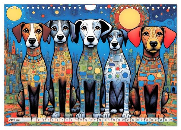 Produktbild: Bunte Hundebande (Wandkalender 2027 DIN A4 quer), CALVENDO Monatskalender