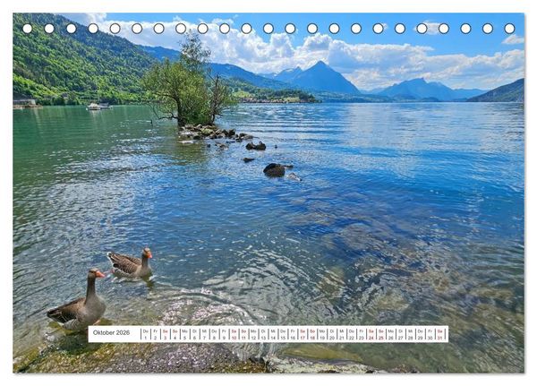 Produktbild: Berge und Seen der Schweiz - Mit dem Wohnmobil durch die Schweiz (Tischkalender 2026 DIN A5 quer), CALVENDO Monatskalender