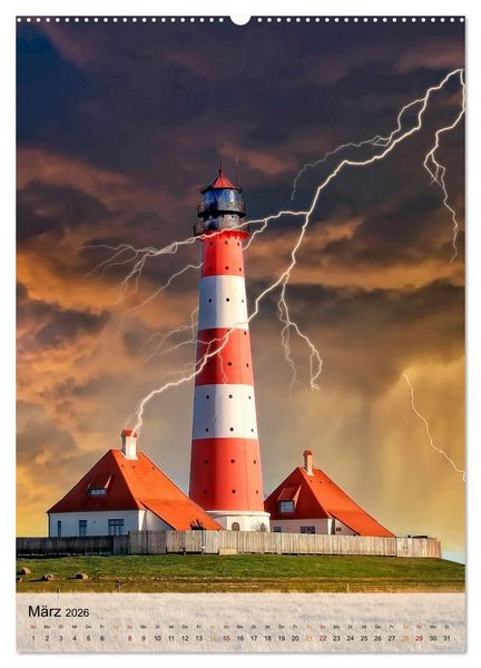 Produktbild: Leuchtt&uuml;rme im Gewitter (Wandkalender 2026 DIN A2 hoch), CALVENDO Monatskalender