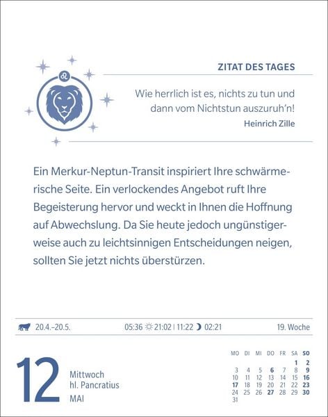 Produktbild: L&ouml;we Sternzeichenkalender 2027 - Tagesabrei&szlig;kalender - Ihr Horoskop f&uuml;r jeden Tag