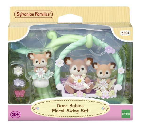 Produktbild: Sylvanian Families 5801 - Deer Babies Floral Swing Set, Reh Babys mit Blumenschaukel, Spielset