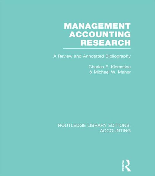 Produktbild: Management Accounting Research (RLE Accounting)