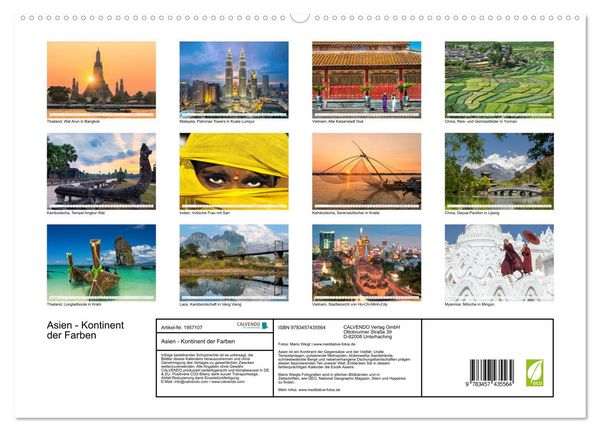 Produktbild: Asien - Kontinent der Farben (hochwertiger Premium Wandkalender 2026 DIN A2 quer), Kunstdruck in Hochglanz