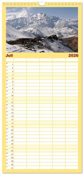 Produktbild: Familienplaner 2026 - Nepal mit 5 Spalten (Wandkalender, 21 x 45 cm) CALVENDO
