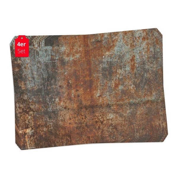 Produktbild: Tischsetmacher Tischsets Rost Optik Metall grau-orange, aus hochwertigem Vinyl (4 St&uuml;ck), 44 x 32 cm