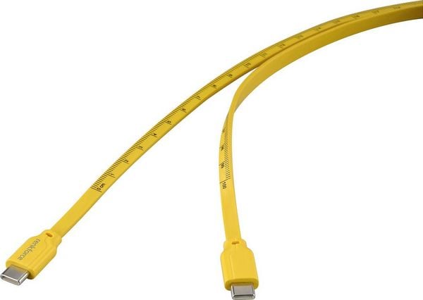 Produktbild: Renkforce USB-Kabel USB 2.0 USB-C&reg; Stecker, USB-C&reg; Stecker 1.00 m Gelb Ma&szlig;-Aufdruck (metrisch) RF-6721074