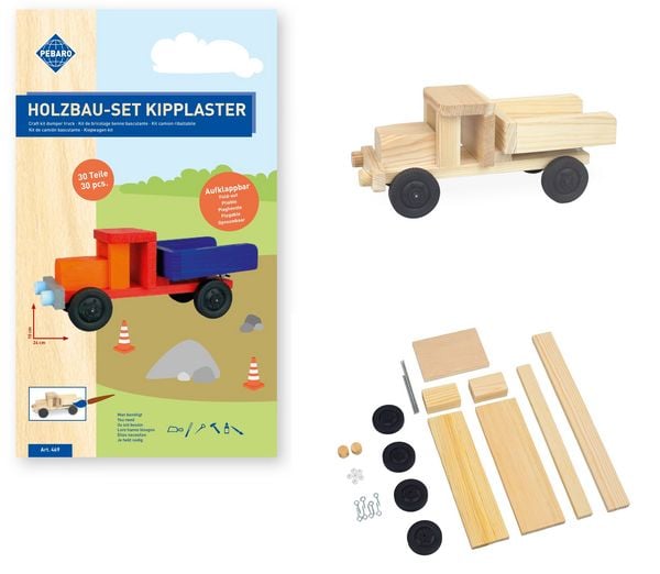 Produktbild: PEBARO 469 - Holzbau-Set Kipplaster, 30-teilig, Bastelset