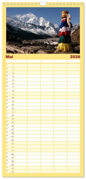 Produktbild: Familienplaner 2026 - Nepal mit 5 Spalten (Wandkalender, 21 x 45 cm) CALVENDO