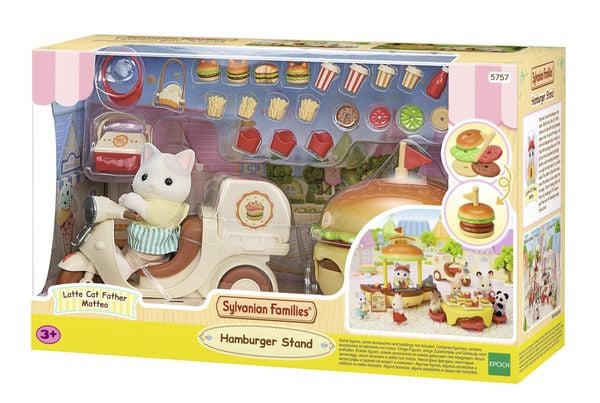 Produktbild: Sylvanian Families 5757 - Hamburger Stand, Mobiler Hamburger Imbiss mit Figur, Spielset