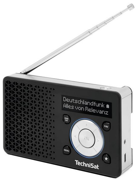 Produktbild: TechniSat DIGITRADIO 1 A Akku-Radio DAB+, UKW, ASA-Warnfunktion wiederaufladbar Schwarz, Silber
