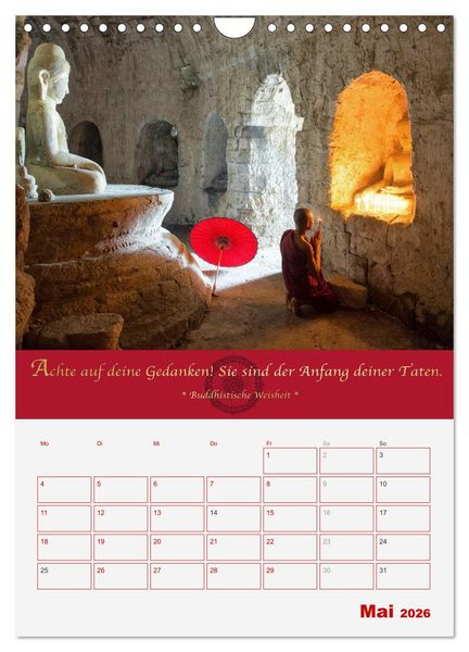 Produktbild: Buddhistische Weisheiten - DER ROTE SCHIRM (Wandkalender 2026 DIN A4 hoch), CALVENDO Monatskalender