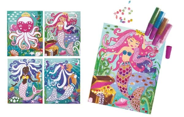 Produktbild: ARTISTA 9301901 - Bastelset Glitzer & Folien Bilder Meerjungfrau, DIY-Kit für Kinder, Kreativset in praktischer Aufbewahrungsbox