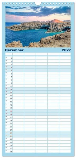 Produktbild: Familienplaner 2027 - Lanzarote - Wo die Vulkane die Landschaft formten mit 5 Spalten (Wandkalender, 21 x 45 cm) CALVENDO