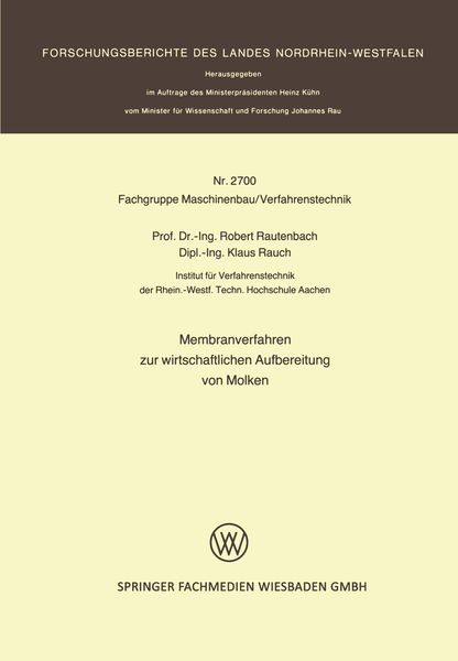 Produktbild: Membranverfahren zur wirtschaftlichen Aufbereitung von Molken