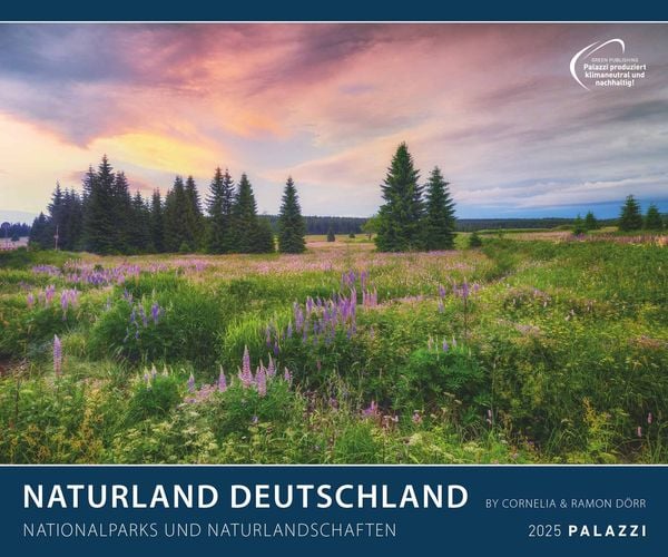 PALAZZI - Naturland Deutschland 2025 Wandkalender, 60x50cm, Posterkalender mit schönen Bildern aus Nationalsparks und Na