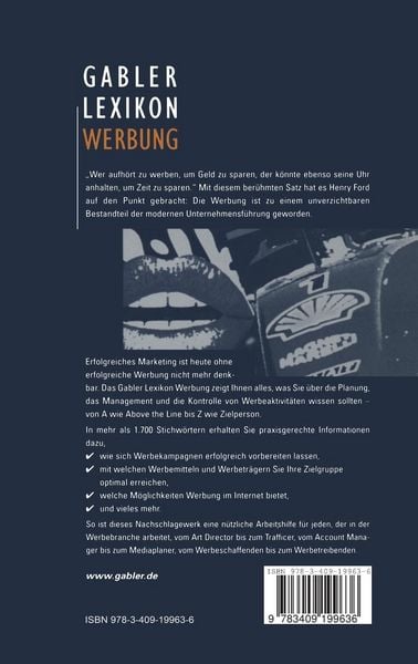 Produktbild: Gabler Lexikon Werbung