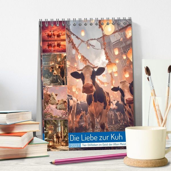 Produktbild: Die Liebe zur Kuh (Tischkalender 2027 DIN A5 hoch), CALVENDO Monatskalender