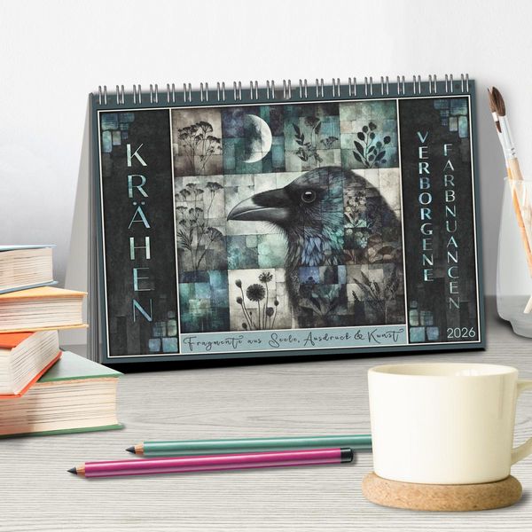 Produktbild: Kr&auml;hen. Verborgene Farbnuancen. Kunst. (Tischkalender 2026 DIN A5 quer), CALVENDO Monatskalender
