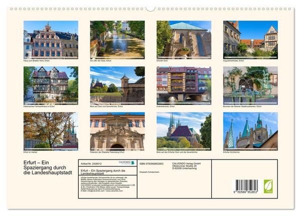Produktbild: Erfurt &ndash; Ein Spaziergang durch die Landeshauptstadt (hochwertiger Premium Wandkalender 2027 DIN A2 quer), Kunstdruck in Hochglanz