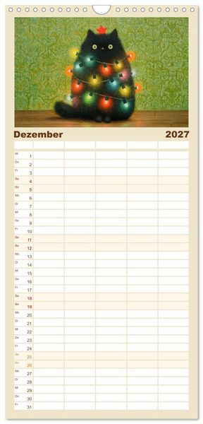 Produktbild: Familienplaner 2027 - Gute Laune Katzen mit 5 Spalten (Wandkalender, 21 x 45 cm) CALVENDO