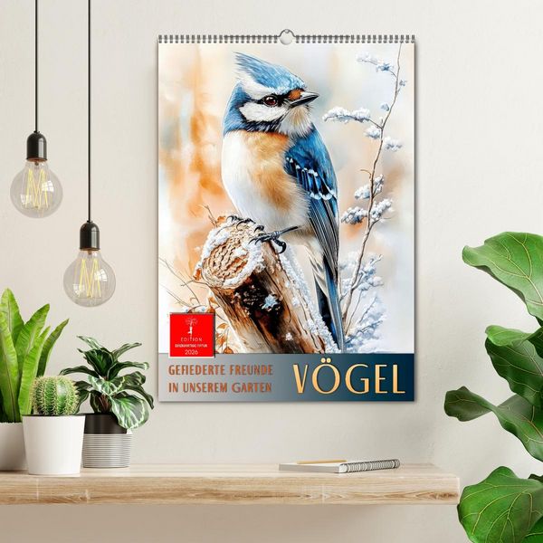 Produktbild: V&ouml;gel - gefiederte Freunde in unserem Garten (Wandkalender 2026 DIN A2 hoch), CALVENDO Monatskalender