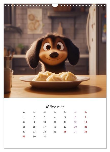 Produktbild: Fellnasen am K&uuml;chentisch - 12 KI-Motive mit Hunden (Wandkalender 2027 DIN A3 hoch), CALVENDO Monatskalender