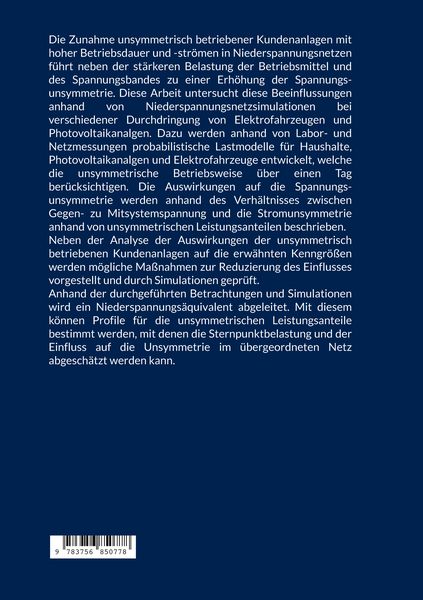 Produktbild: Analyse der Auswirkung von unsymmetrisch betriebenen Kundenanlagen auf die Strom
