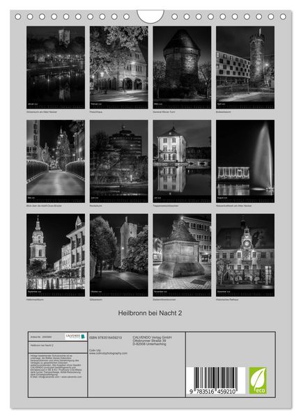 Produktbild: Heilbronn bei Nacht 2 (Wandkalender 2026 DIN A4 hoch), CALVENDO Monatskalender