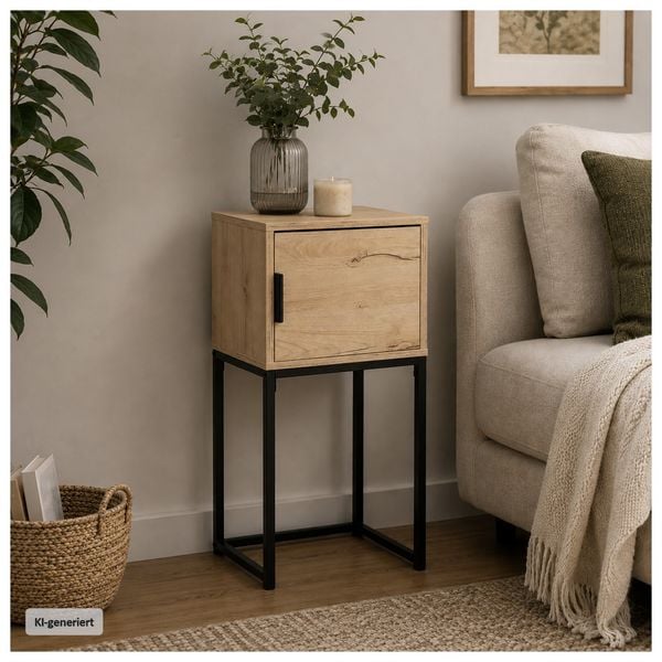 Produktbild: HTI-Living Konsolentisch Cedrik 40 cm mit T&uuml;r Artisaneiche-Schwarz