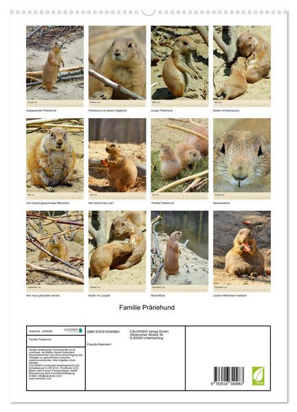 Produktbild: Familie Pr&auml;riehund (hochwertiger Premium Wandkalender 2026 DIN A2 hoch), Kunstdruck in Hochglanz