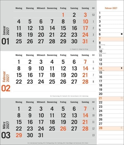 Produktbild: times&more 3-Monatsplaner, orange 2027