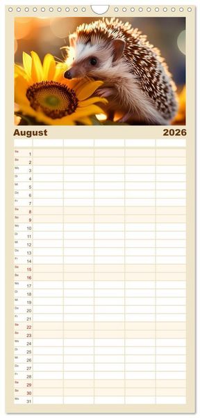 Produktbild: Familienplaner 2026 - Mein Igel-Kalender mit 5 Spalten (Wandkalender, 21 x 45 cm) CALVENDO