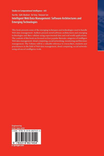 Produktbild: Intelligent Web Data Management: Software Architectures and Emerging Technologies