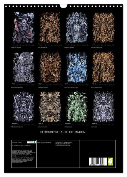 Produktbild: BLOODBOY/FEAR ILLUSTRATION (Wandkalender 2026 DIN A3 hoch), CALVENDO Monatskalender