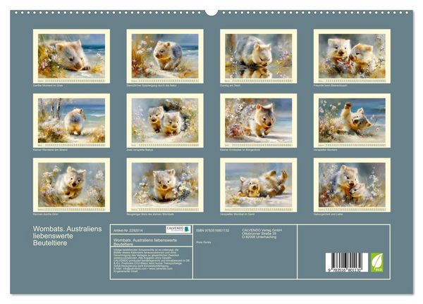Produktbild: Wombats. Australiens liebenswerte Beuteltiere (hochwertiger Premium Wandkalender 2027 DIN A2 quer), Kunstdruck in Hochglanz