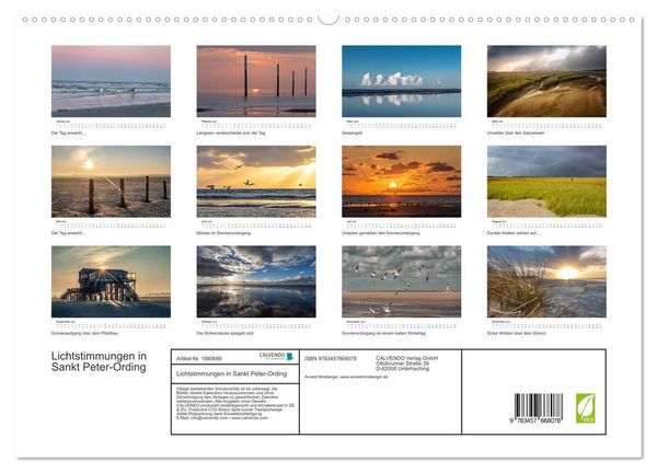 Produktbild: Lichtstimmungen in Sankt Peter-Ording (hochwertiger Premium Wandkalender 2026 DIN A2 quer), Kunstdruck in Hochglanz