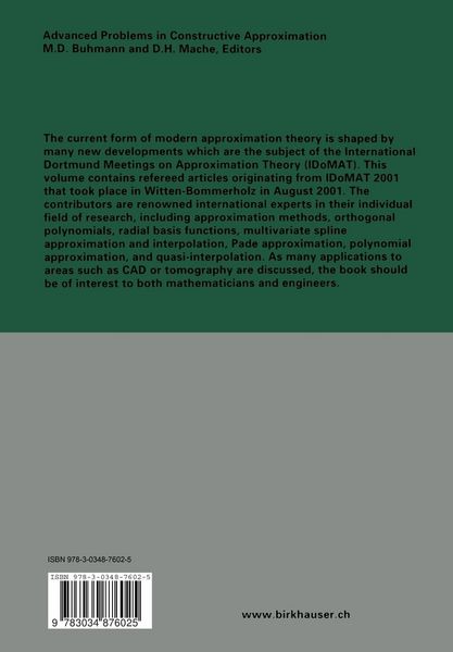Produktbild: Advanced Problems in Constructive Approximation