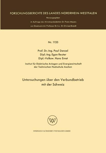 Produktbild: Untersuchungen &uuml;ber den Verbundbetrieb mit der Schweiz