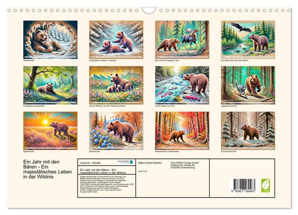 Produktbild: Ein Jahr mit den B&auml;ren - Ein majest&auml;tisches Leben in der Wildnis (Wandkalender 2026 DIN A3 quer), CALVENDO Monatskalender