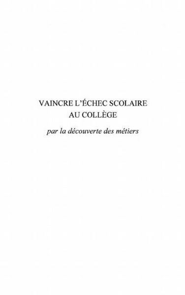 Produktbild: Vaincre l'echec scolaire au college