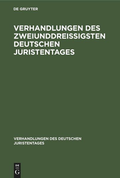 Produktbild: Verhandlungen des Zweiunddrei&szlig;igsten Deutschen Juristentages